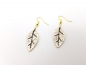 Preview: Blatt Ohrringe goldfarben schwarz